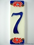 Numero civico ceramica con fiore nf7